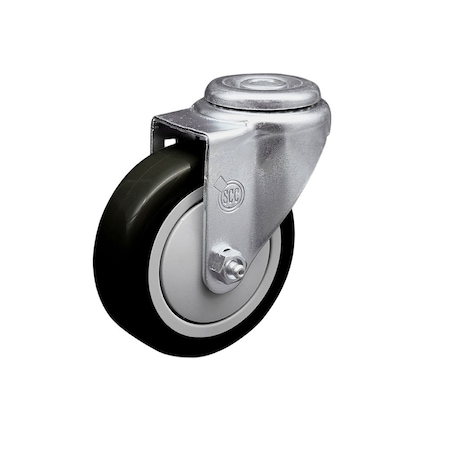 Service Caster 4'' Black Polyurethane Creeper Swivel Bolt Hole Caster CREE-SCC-BH20S414-PPUB-BLK